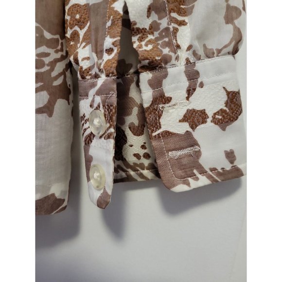 Givenchy for Chesa Vintage Button Down Shirt Ivory Brown Small - Picture 7 of 8